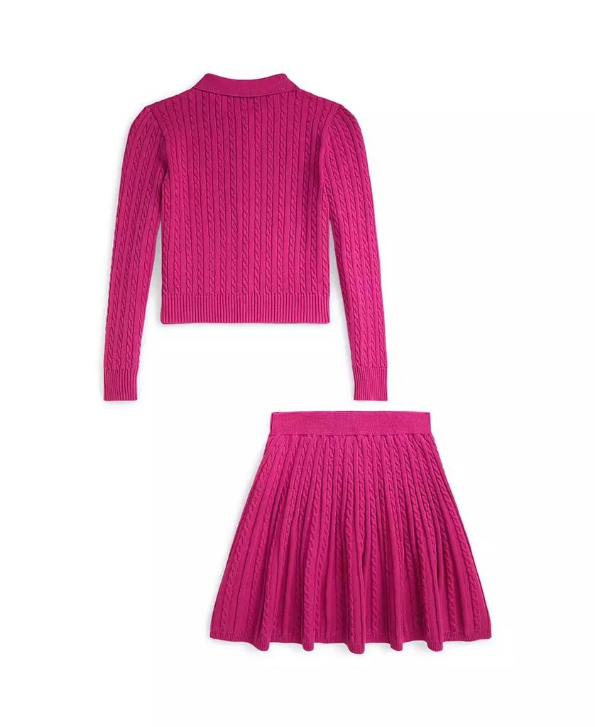 商品Ralph Lauren|Girls 7-16 Cotton Polo Cardigan Sweater and Skirt, 2-Piece Set,价格¥594,第5张图片详细描述
