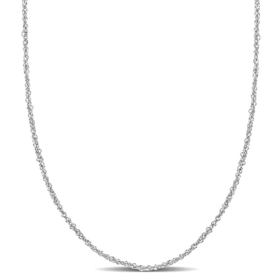 商品Amour|1.2mm Sparkling Singapore Chain Necklace in 14k White Gold - 24 in,价格¥1188,第1张图片