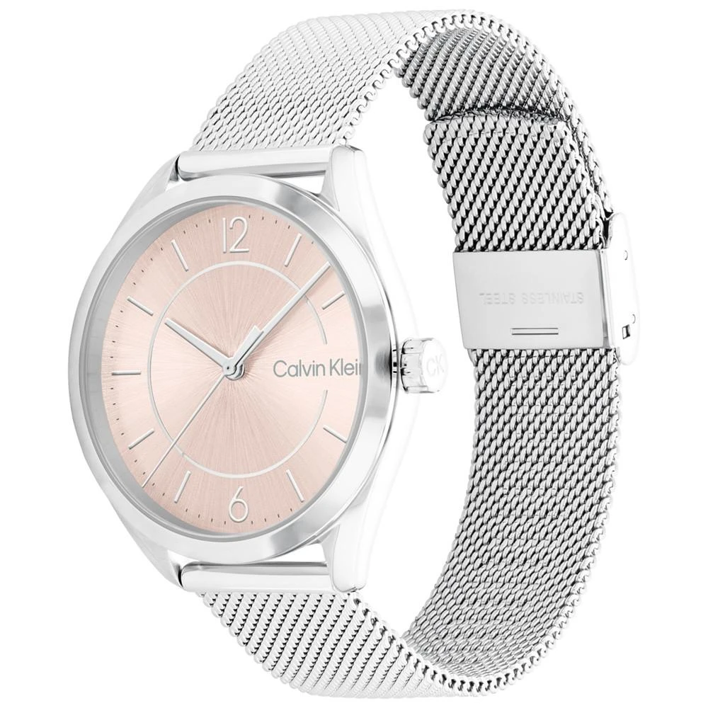 商品Calvin Klein|Women's Silver-Tone Stainless Steel Mesh Bracelet Watch 36mm,价格¥1051,第2张图片详细描述