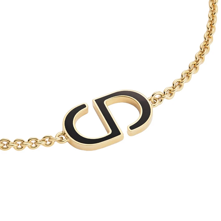 Dior/迪奥 23年新款 PETIT CD女士金色饰面金属黑色涂漆装饰手链 商品