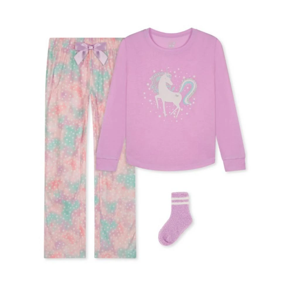 商品Max & Olivia|Big Girls Long Sleeve Top, Pajama and Socks, 3 Piece Set,价格¥157,第1张图片