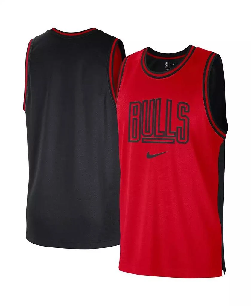 商品NIKE|Men's Red, Black Chicago Bulls Courtside Versus Force Split DNA Performance Mesh Tank Top,价格¥437,第1张图片