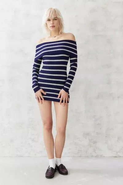 商品Urban Outfitters|UO Tori Striped Off-The-Shoulder Knit Mini Dress,价格¥524,第3张图片详细描述