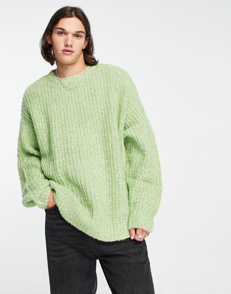 ASOS DESIGN oversized chunky knit jumper in lime green商品第1张图片规格展示