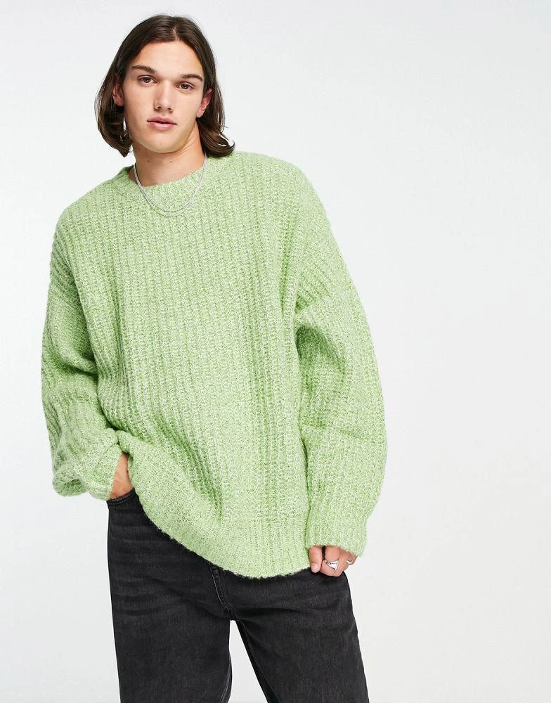 商品ASOS|ASOS DESIGN oversized chunky knit jumper in lime green,价格¥179,第1张图片