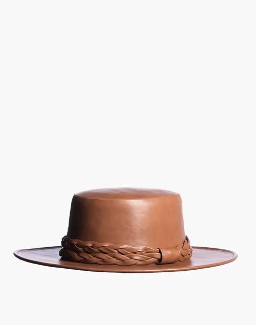 ASN Vegan Leather Cedar Tan Boater Hat商品第2张图片规格展示