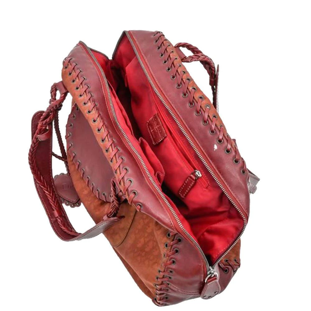 商品[二手商品] Dior|Dior Burgundy Jacquard Ethnic Zipped Tote Bag,价格¥4834,第2张图片详细描述