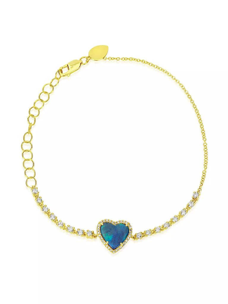 商品Meira T|14K Yellow Gold, Opal, &amp; 0.45 TCW Diamond Heart Charm Bracelet,价格¥11338,第1张图片