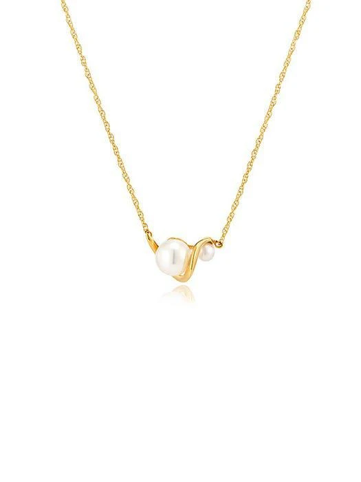 商品hyeres-lor|Spakling 14K Wave Pearl Necklace,价格¥2985,第2张图片详细描述