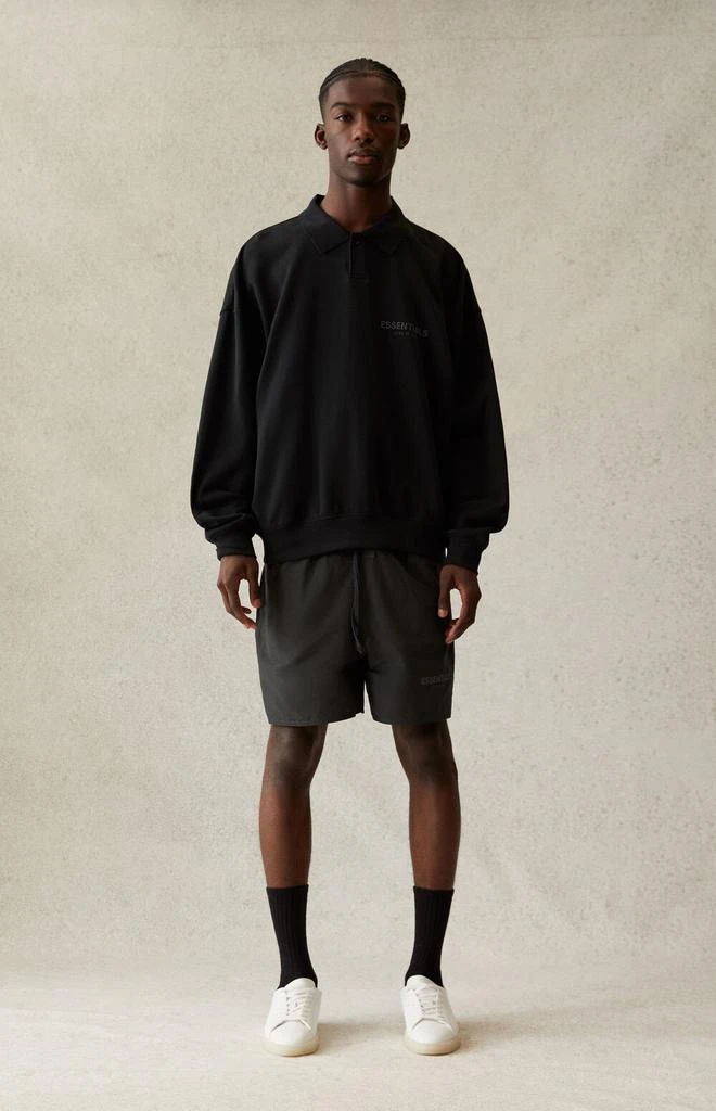 Black French Terry 徽标长袖Polo衫 商品
