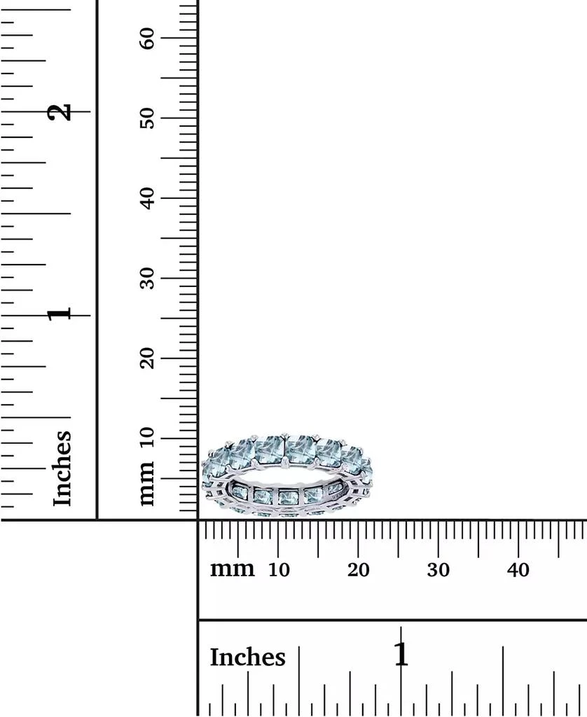 商品Macy's|Lab Grown Light Blue Spinel Princess Cut Eternity Band in Rhodium Plated Sterling Silver,价格¥152,第2张图片详细描述