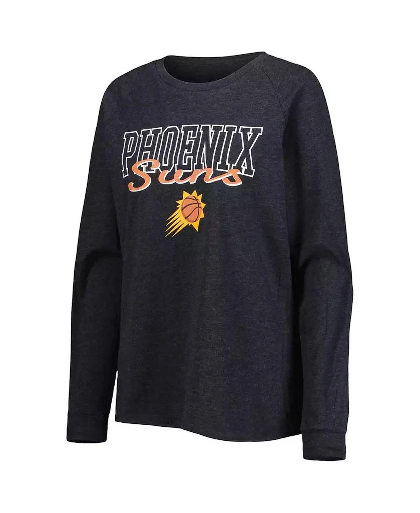 商品Concepts Sport|Women's Heather Black, Heather Purple Phoenix Suns Team Raglan Long Sleeve T-shirt and Shorts Sleep Set,价格¥411,第3张图片详细描述