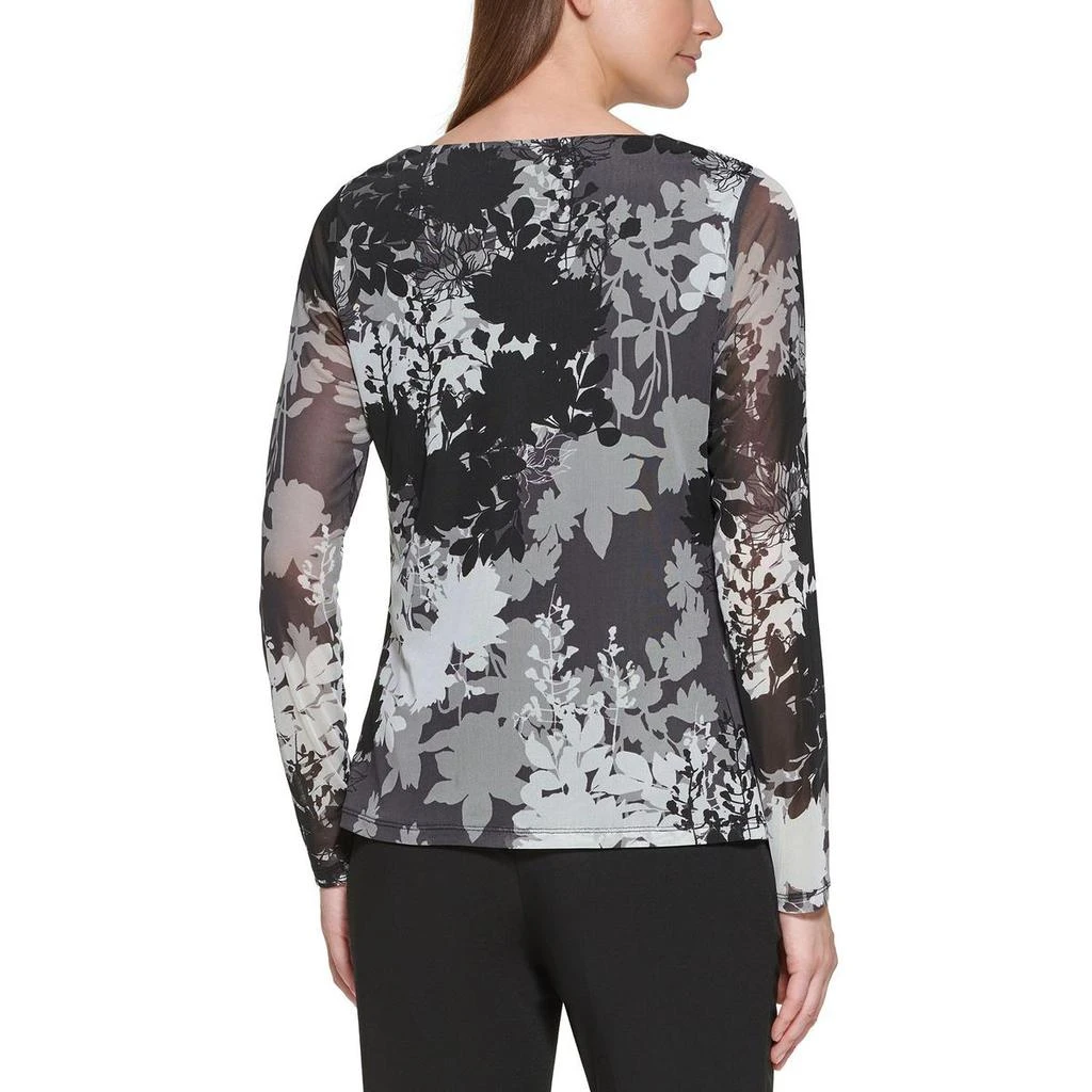 商品Calvin Klein|Calvin Klein Womens Petites Floral Square Neck Pullover Top,价格¥184,第2张图片详细描述