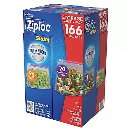 商品Ziploc|Ziploc Slider Storage Bags Variety Pack, Quart 96 ct., Gallon 70 ct.,价格¥96,第4张图片详细描述