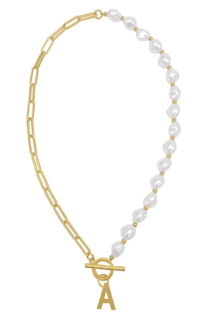 商品ADORNIA|Imitation Pearl & Paperclip Chain Initial Pendant Necklace,价格¥221,第1张图片