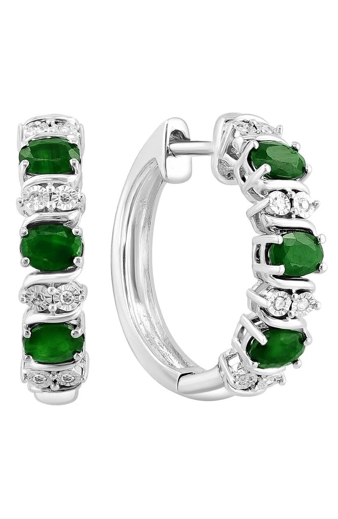 商品Effy|Sterling Silver Sapphire & Diamond Hoop Earrings,价格¥1179,第1张图片