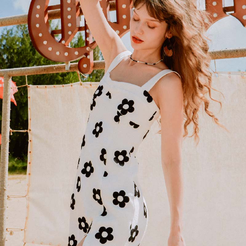 Tanya白色山茶花立体钩花吊带连衣裙 | Tanya Dress - Poppy 商品第3张图片规格展示