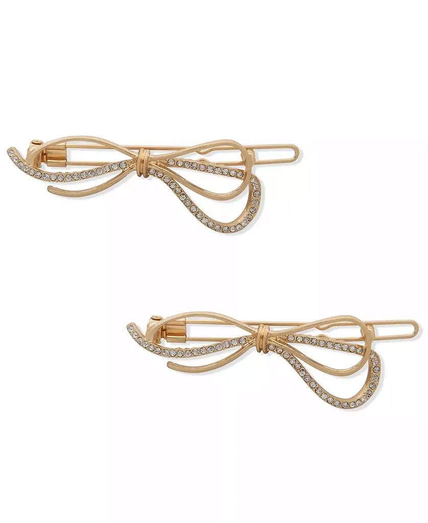 商品Lonna & Lilly|2-Pc. Gold-Tone Pavé Bow Hair Barrette Set,价格¥170,第1张图片