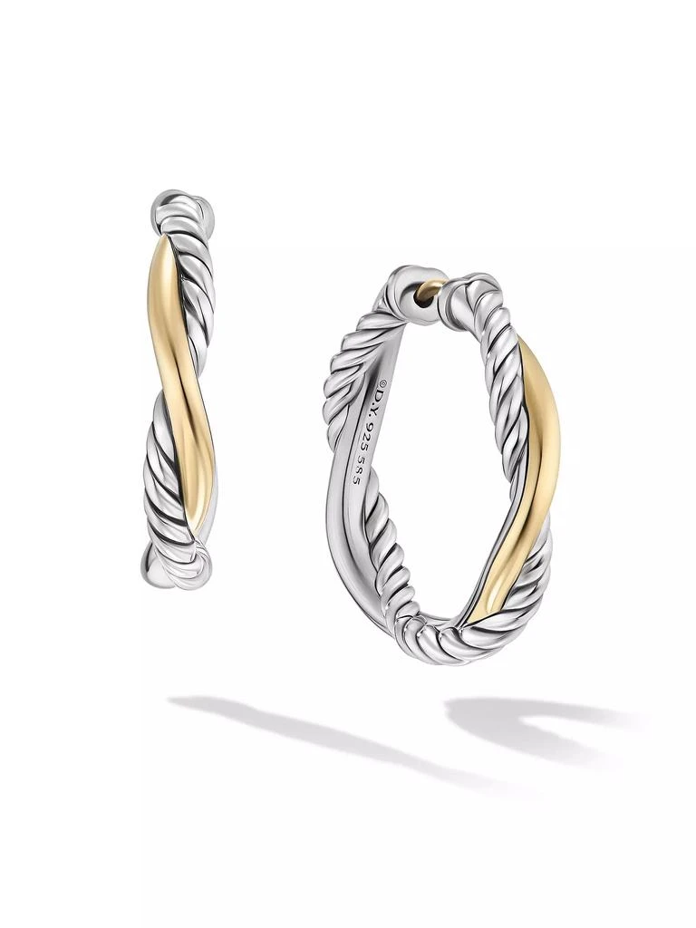 商品David Yurman|Petite Infinity Hoop Earrings in Sterling Silver with 14K Yellow Gold, 17.3MM,价格¥5432,第1张图片