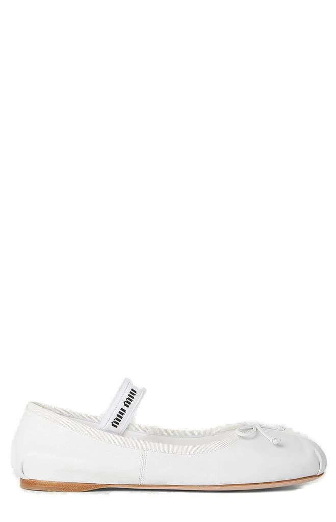 商品Miu Miu|Miu Miu Logo Band Bow-Detailed Ballerinas,价格¥4784,第1张图片