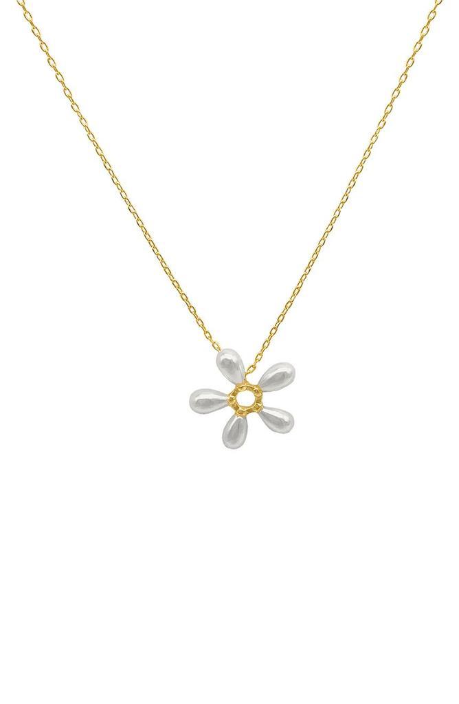商品ADORNIA|14K Yellow Gold Plated Floral Faux Pearl Pendant Necklace,价格¥215,第1张图片