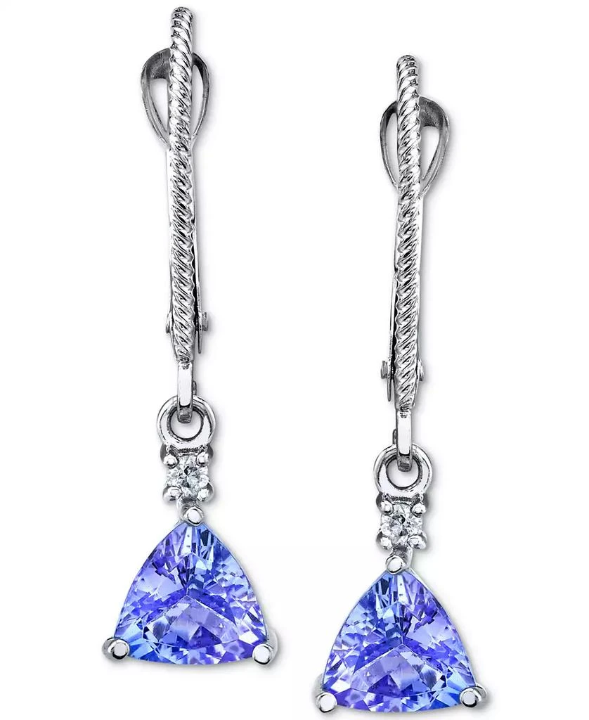 商品Macy's|Tanzanite (1-3/4 ct. t.w.) & Diamond (1/20 ct. t.w.) Drop Earrings in 14k White Gold,价格¥2680,第2张图片详细描述
