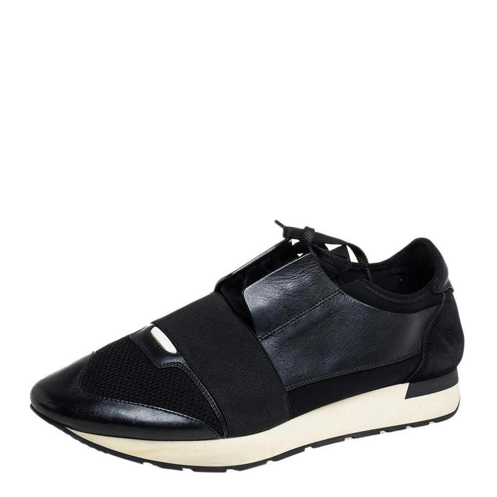 商品[二手商品] Balenciaga|Balenciaga Black Mesh, Suede And Leather Race Runner Sneakers Size 45,价格¥3443,第1张图片