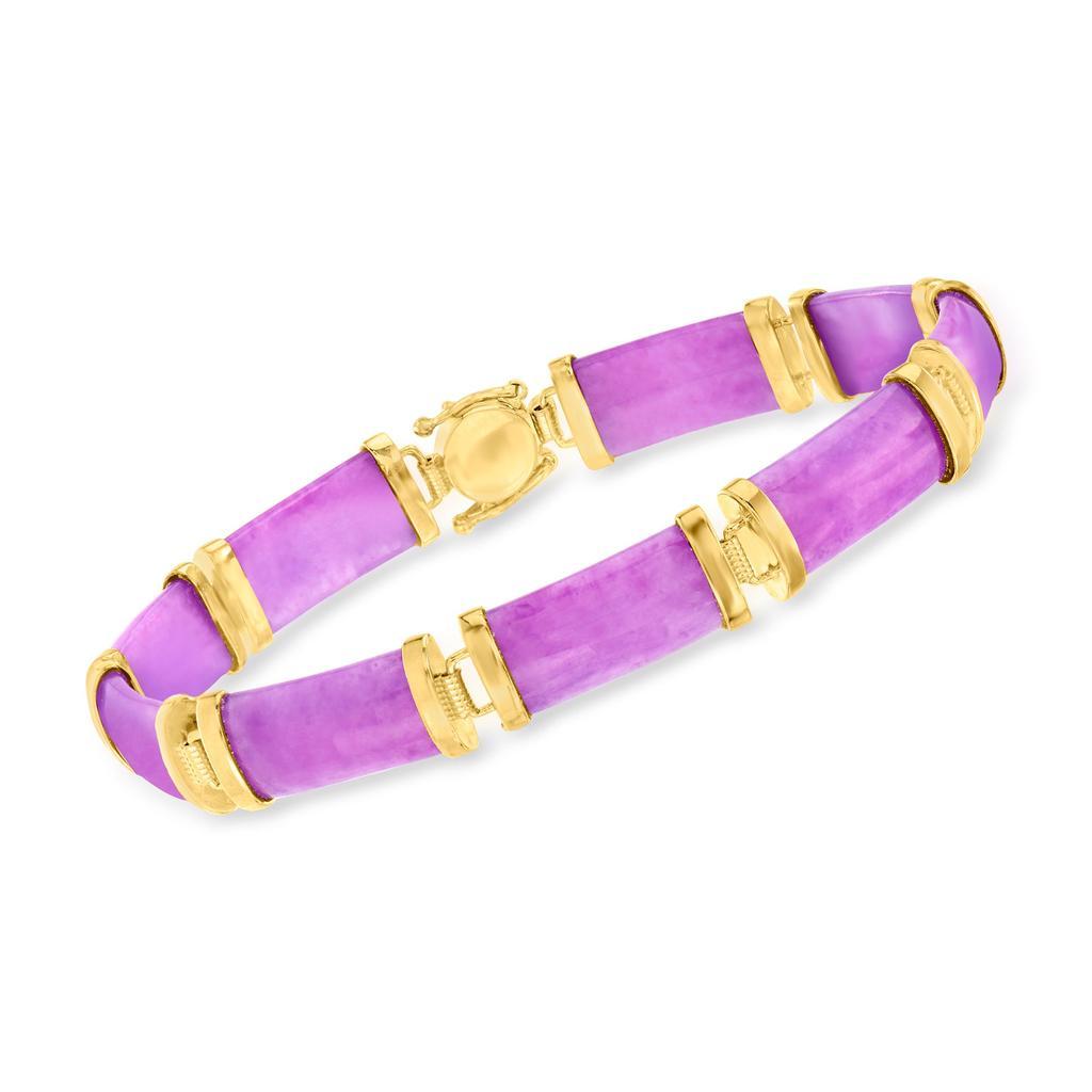 商品Ross-Simons|Ross-Simons Purple Jade Chinese Symbol Bracelet in 18kt Gold Over Sterling,价格¥863-¥1008,第5张图片详细描述
