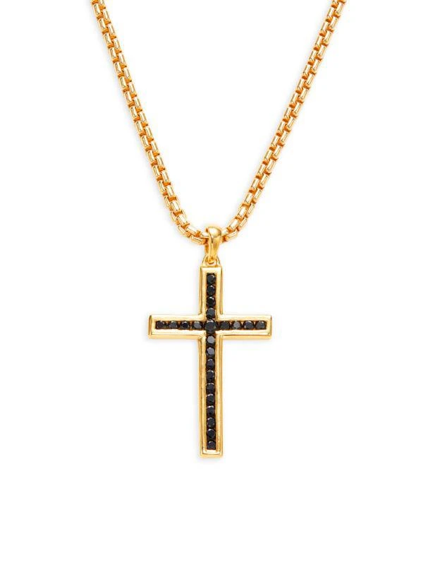 商品Effy|14K Goldplated Sterling Silver & Black Spinel Cross Pendant Necklace,价格¥2752,第1张图片