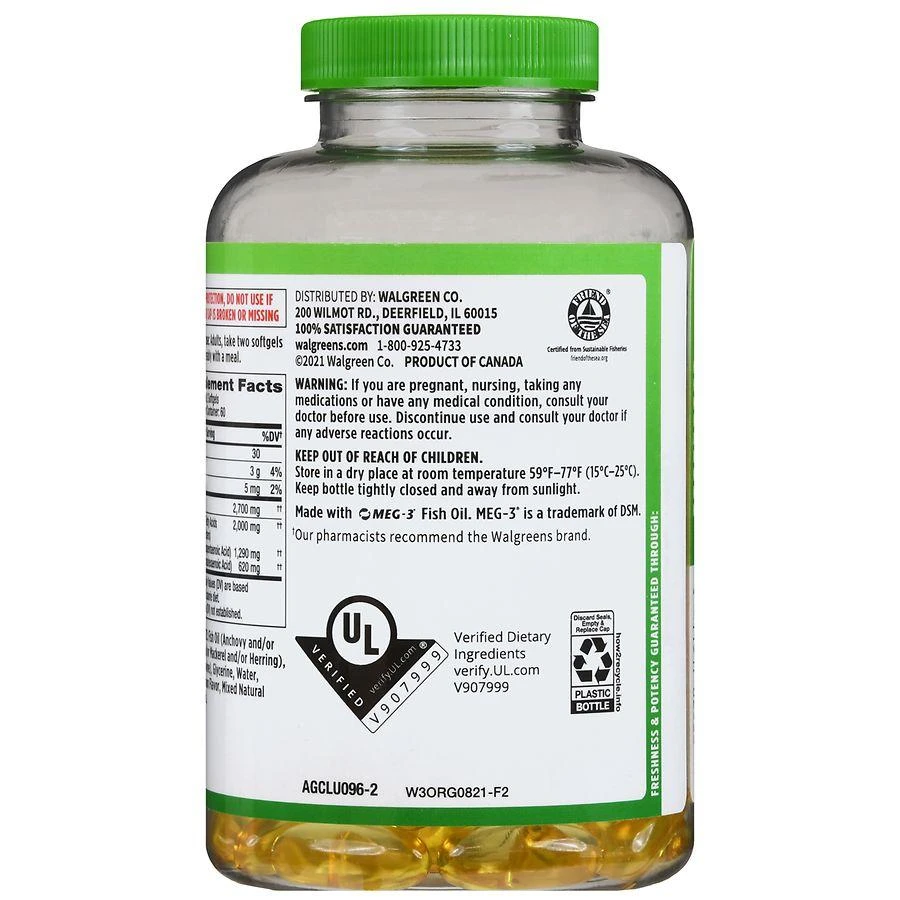 商品Walgreens|Omega-3 From Fish Oil 2000 mg Softgels Natural Lemon,价格¥222,第4张图片详细描述