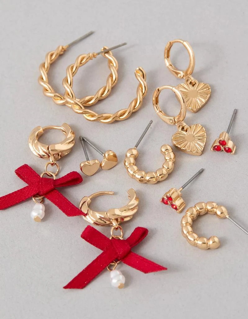 商品AE|AEO Gold & Red Pearl Earrings 6-Pack,价格¥107,第1张图片