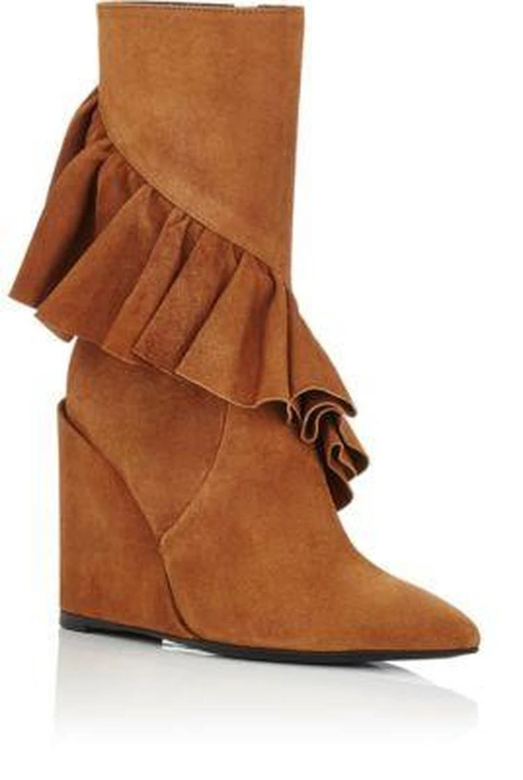 商品JW Anderson|Ruffled-Trim Suede Ankle Boots,价格¥3861,第2张图片详细描述