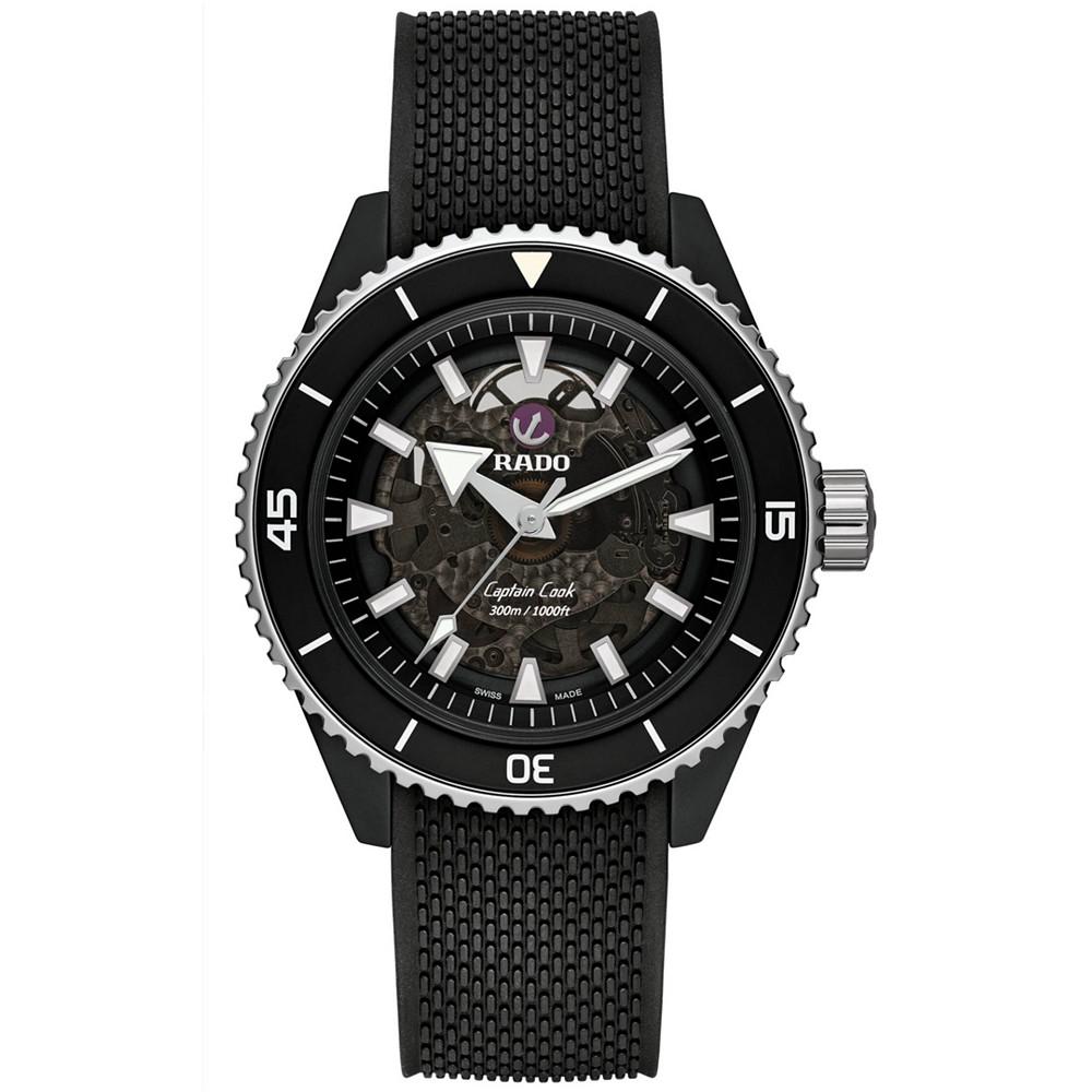 Men's Swiss Automatic Captain Cook Black Rubber Strap Watch 43mm商品第1张图片规格展示