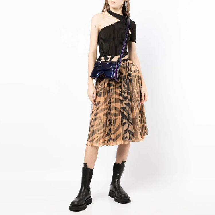 商品[国内直发] Off-White|SS22 斑马纹高腰伞形中裙 宽松版型 褐色,价格¥8125,第3张图片详细描述