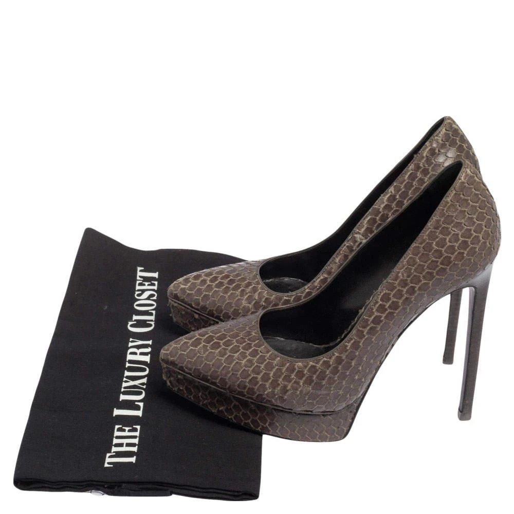 Saint Laurent Grey Python Janis Pointed Toe Platform Pumps Size 35 商品