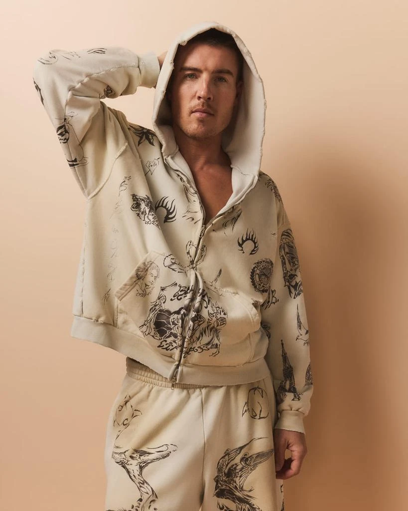 商品Balenciaga|Men's Tat Heavy Fleece Zip Hoodie,价格¥13821,第2张图片详细描述
