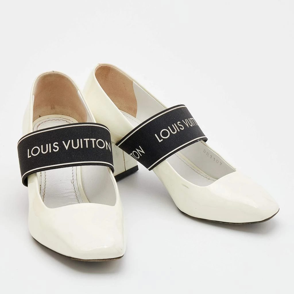 商品[二手商品] Louis Vuitton|Louis Vuitton White Patent Leather Block Heel Pumps Size 36.5,价格¥3317,第4张图片详细描述