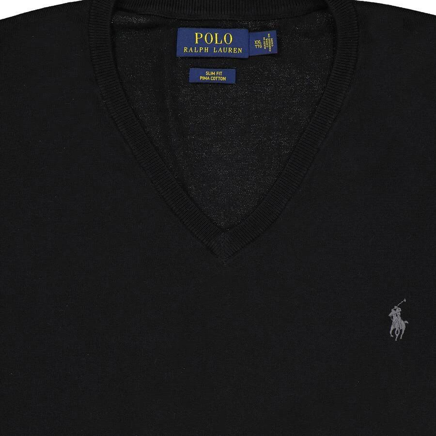 商品Ralph Lauren|男士黑色修身版型棉质 V 领毛衣,价格¥476,第3张图片详细描述