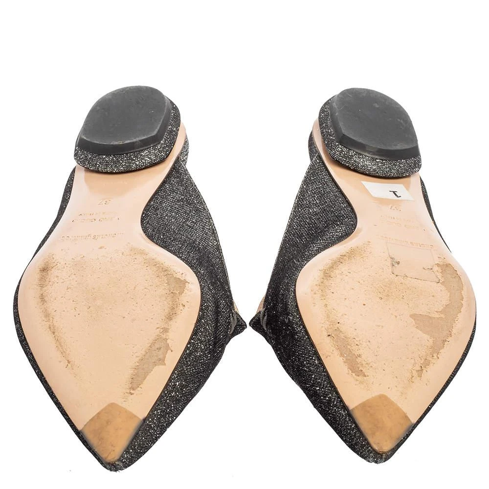 Nicholas Kirkwood Grey Glitter Fabric Beya Flat Pointed-Toe Mules Size 37 商品