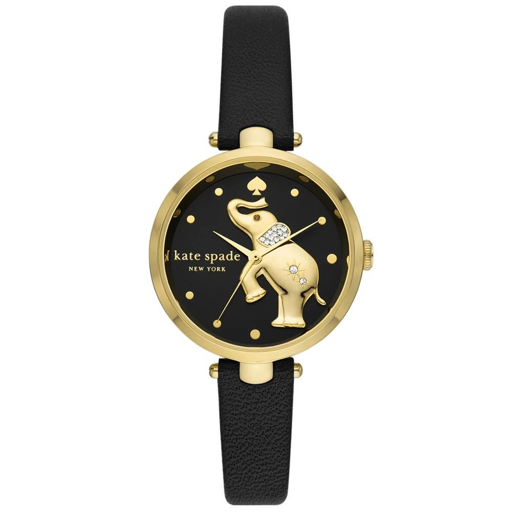 商品Kate Spade|Women's Holland Three Hand Black Pro-Planet Leather Watch 34mm,价格¥1492,第1张图片