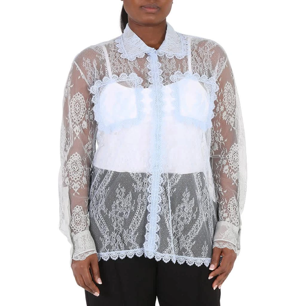 商品Burberry|Ladies Pale Blue Long-sleeve Lace Shirt,价格¥6317,第1张图片