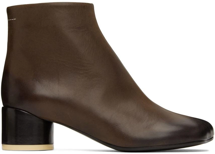 商品MAISON MARGIELA|Brown Anatomic Ankle Boots,价格¥1707,第1张图片