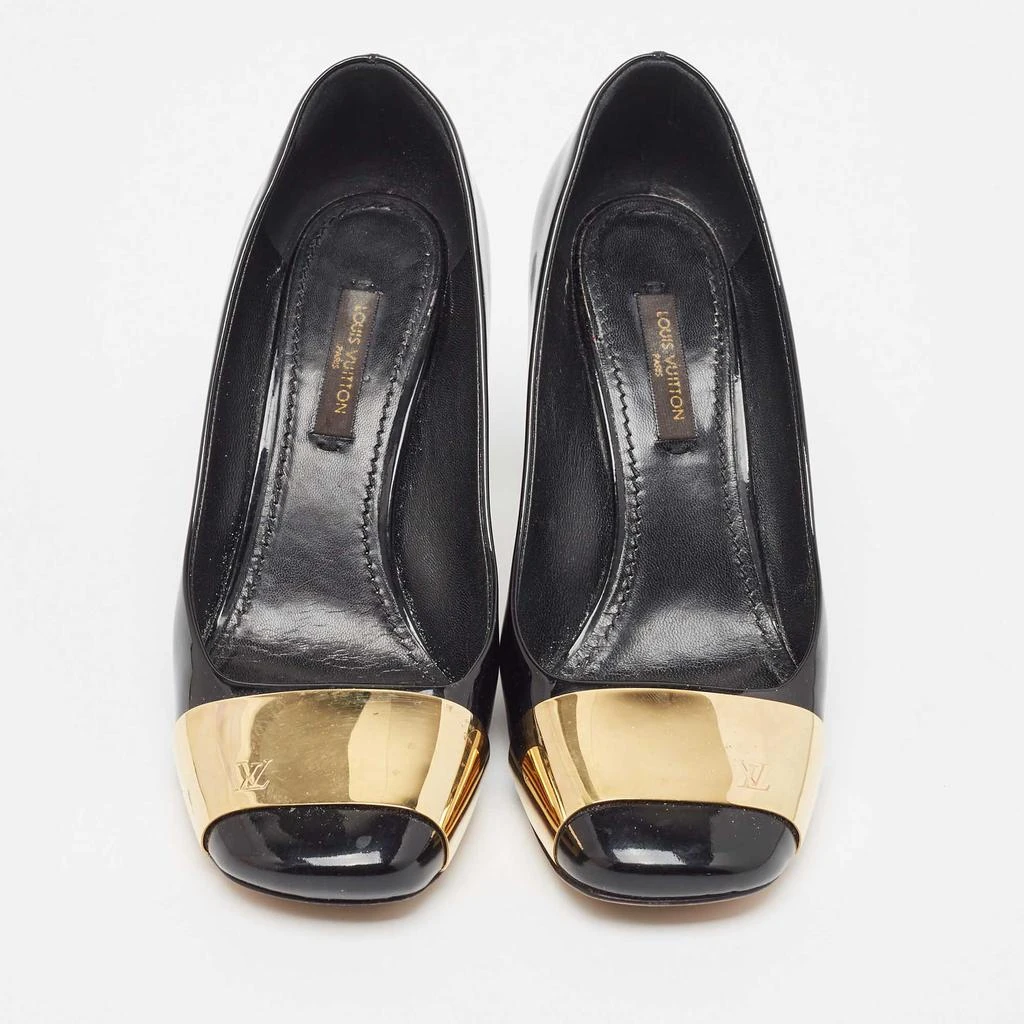 商品[二手商品] Louis Vuitton|Louis Vuitton Black Patent Leather Gold Plate Block Heel Pumps Size 36,价格¥3198,第3张图片详细描述