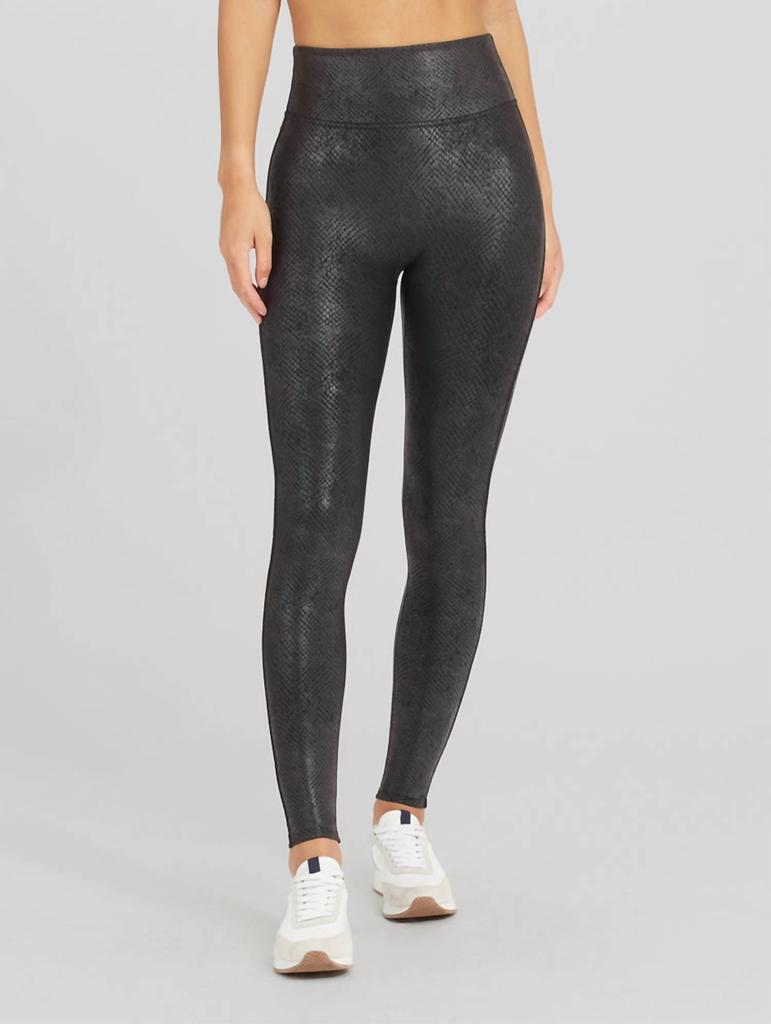 Faux Leather Leggings in Foil Snake Print商品第1张图片规格展示