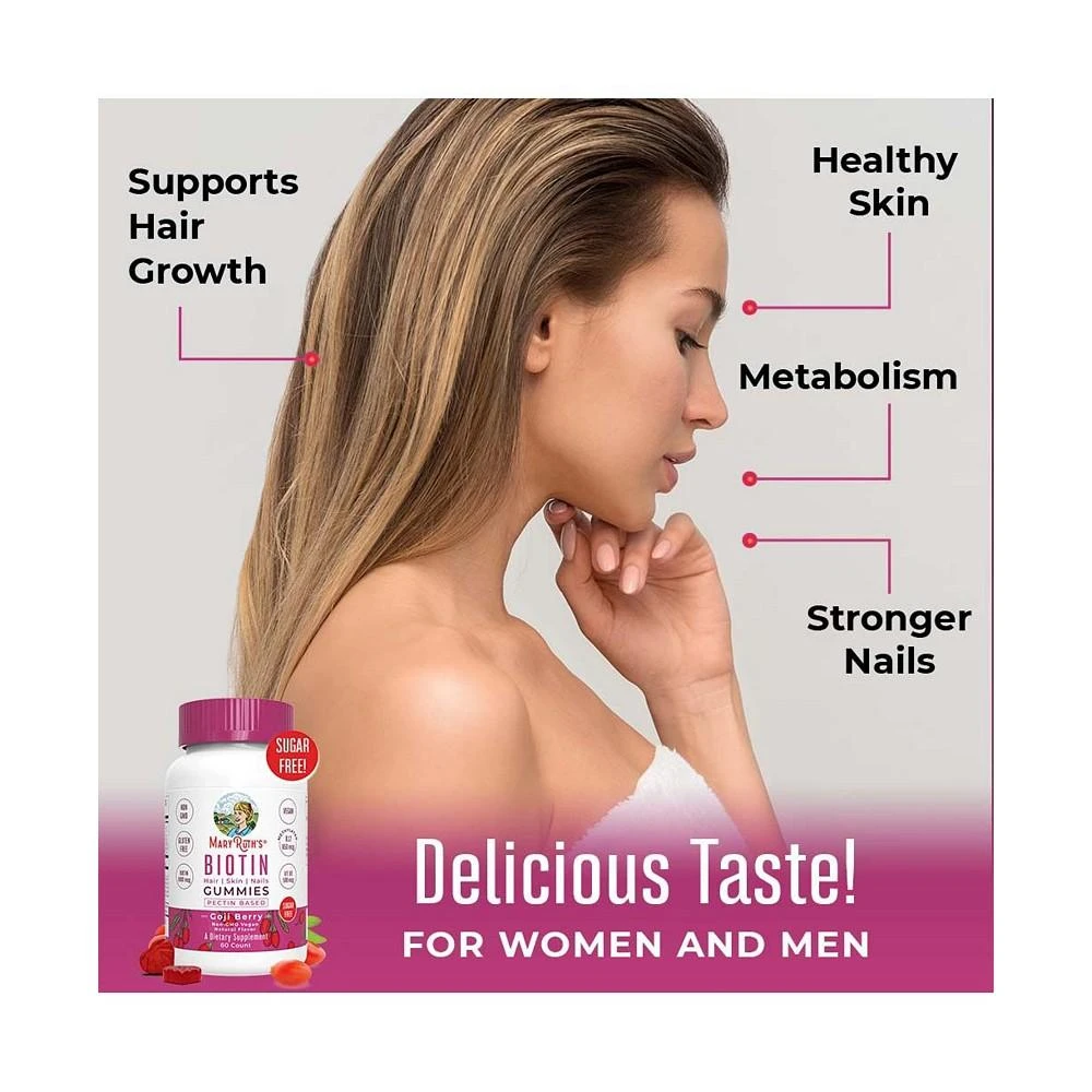 商品MaryRuth Organics|Biotin Gummies, Goji Berry, 60ct,价格¥217,第3张图片详细描述