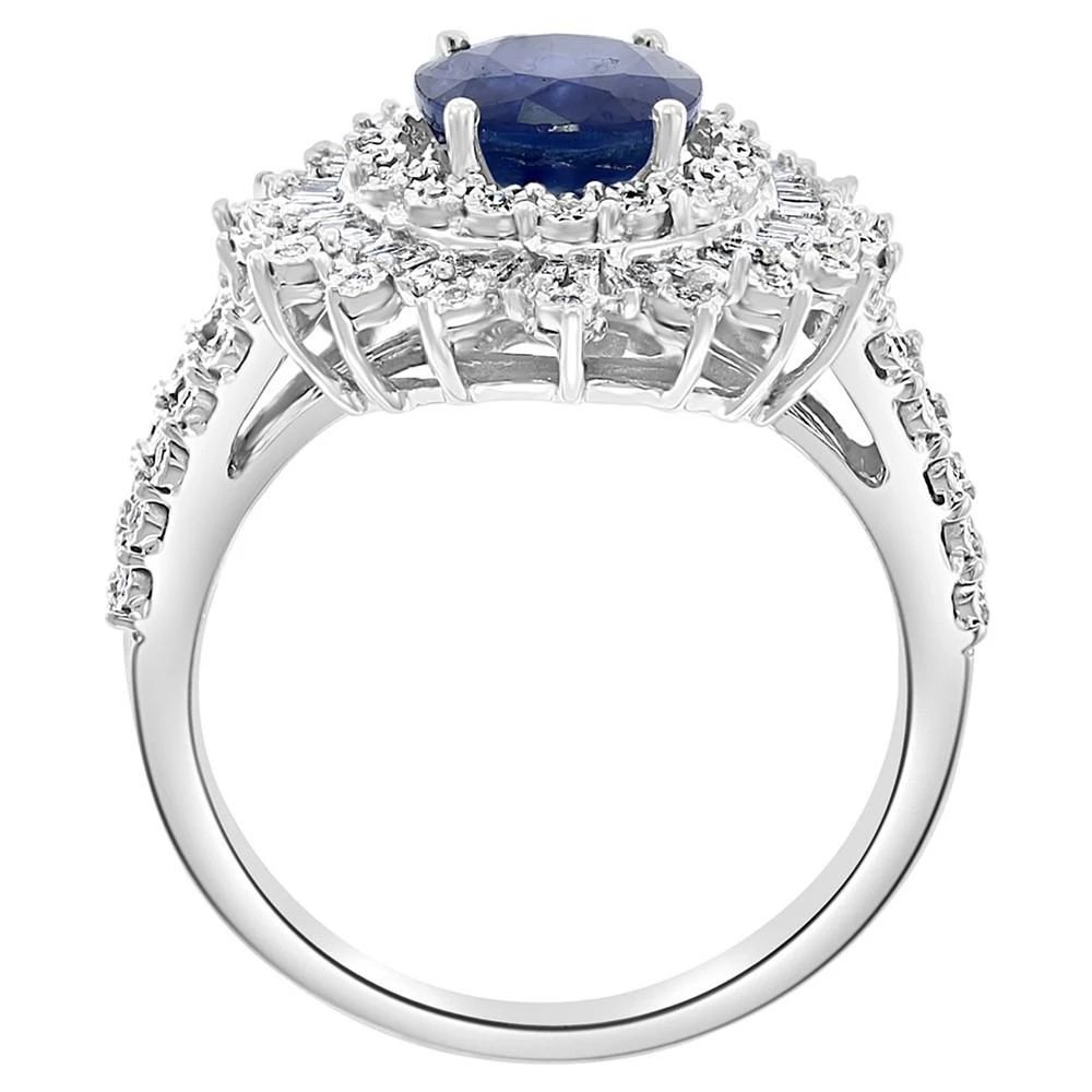商品Effy|EFFY® Sapphire (1-7/8 ct. t.w.) & Diamond (1/4 ct. t.w.) Halo Statement Ring in 14k White Gold (Also in Ruby and Emerald),价格¥7487,第5张图片详细描述