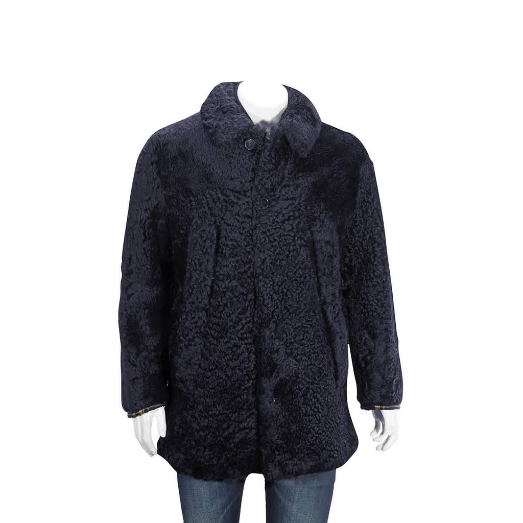 Burberry Curly Shearling Coat In Navy, Brand Size 46 (US Size 36)商品第1张图片规格展示