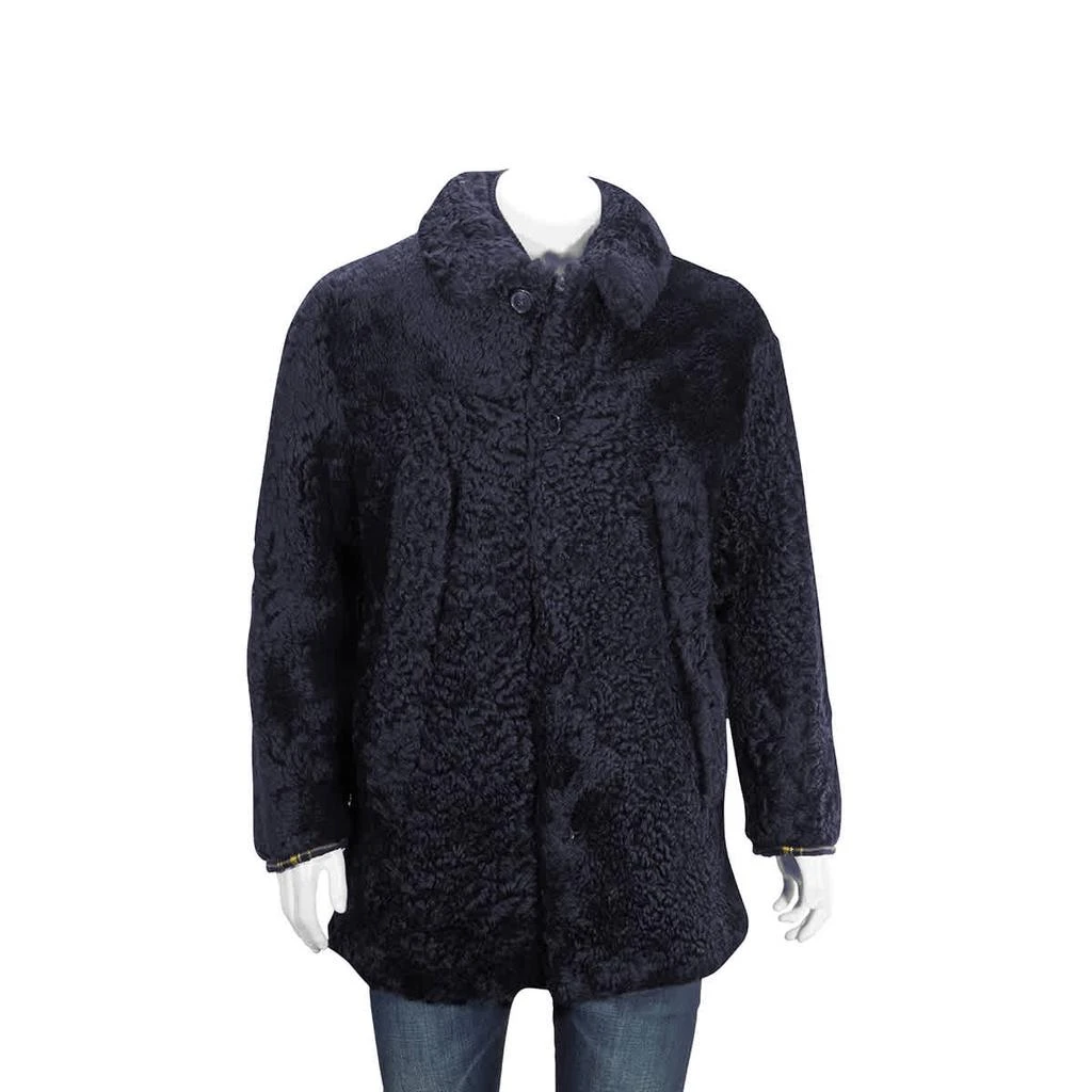 商品Burberry|Burberry Curly Shearling Coat In Navy, Brand Size 50 (US Size 40),价格¥4167,第1张图片