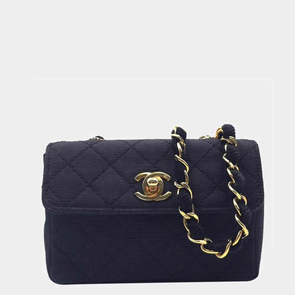 商品[二手商品] Chanel|Chanel Black Canvas Leather Mini Chain Shoulder Bag,价格¥24715,第1张图片