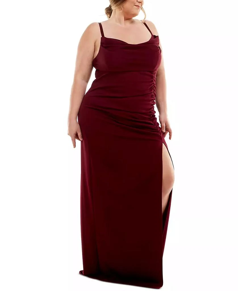 商品Emerald Sundae|Trendy Plus Size Cowlneck Side-Ruched Maxi Dress, Created for Macy's,价格¥610,第3张图片详细描述